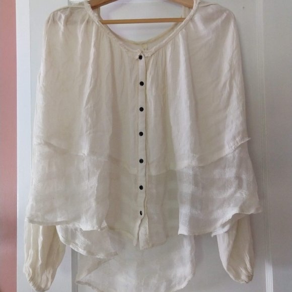 Free People Tops - Free People Ivory Peasant Blouse - Hi Lo Hem - S